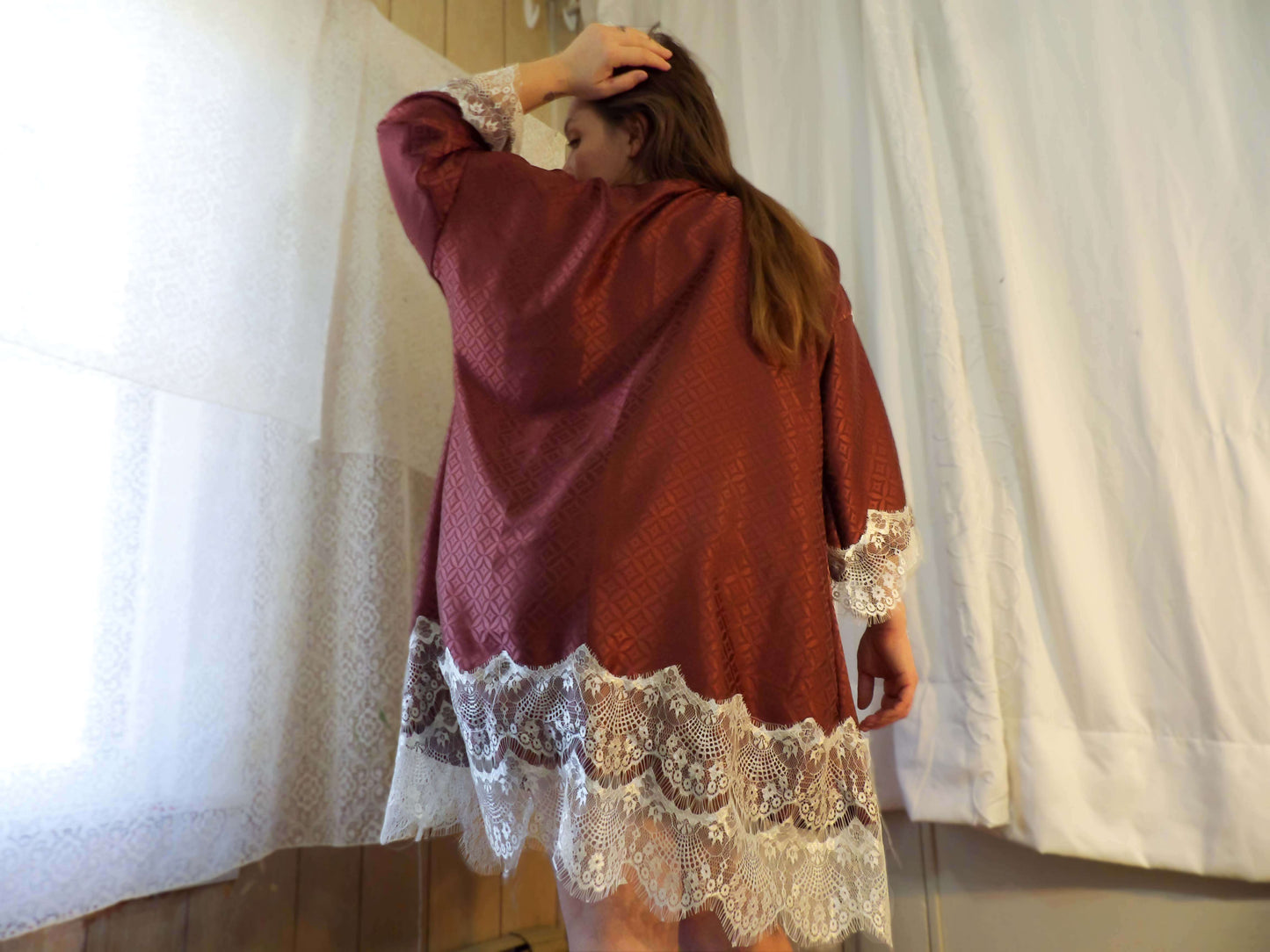 Red diamonds Satin Robe