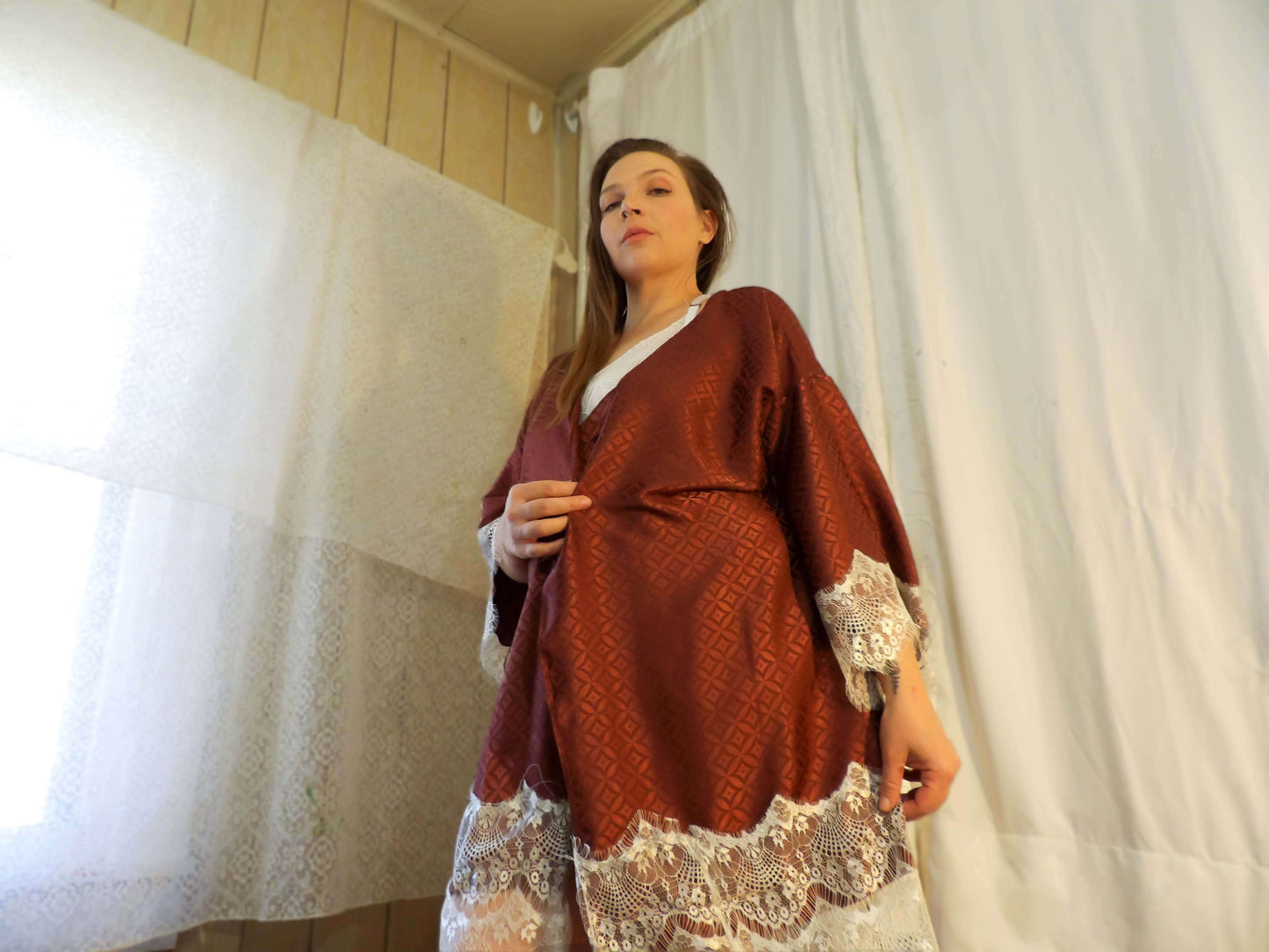 Red diamonds Satin Robe