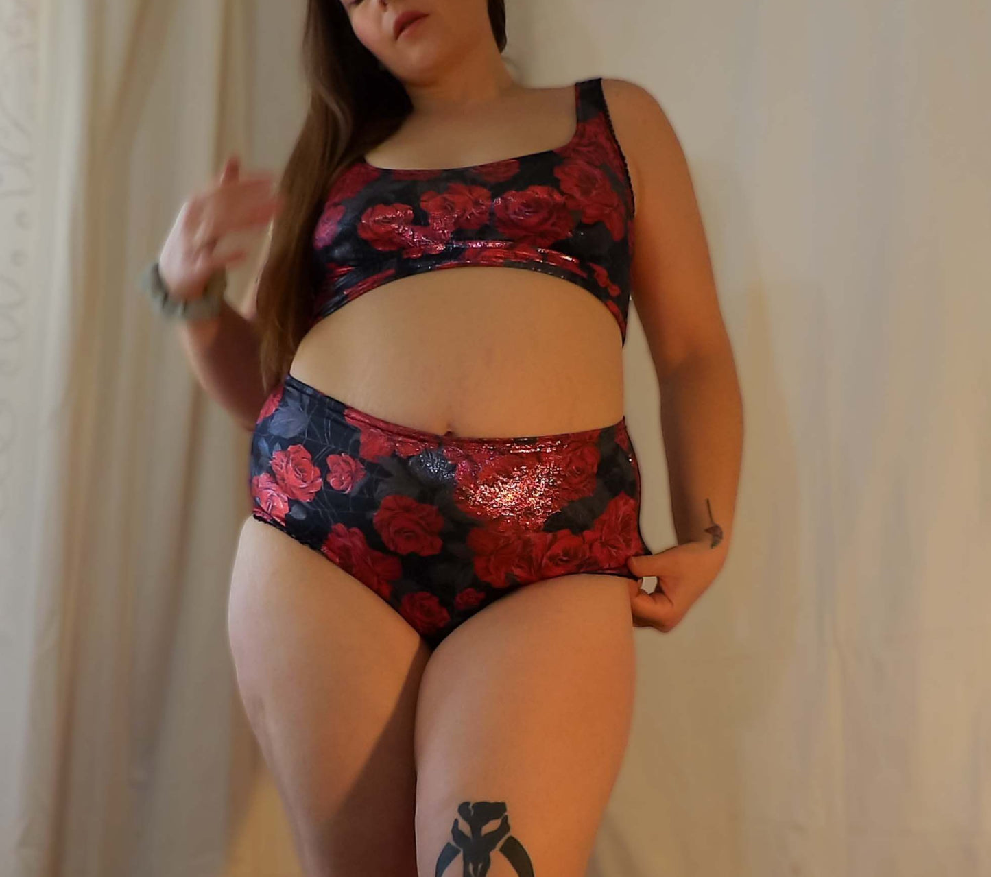Glossy Bunch of Roses Casual Bralette