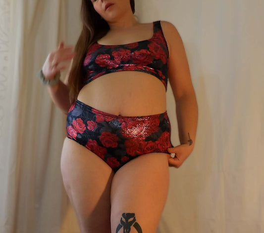 Glossy Bunch of Roses Casual Bralette