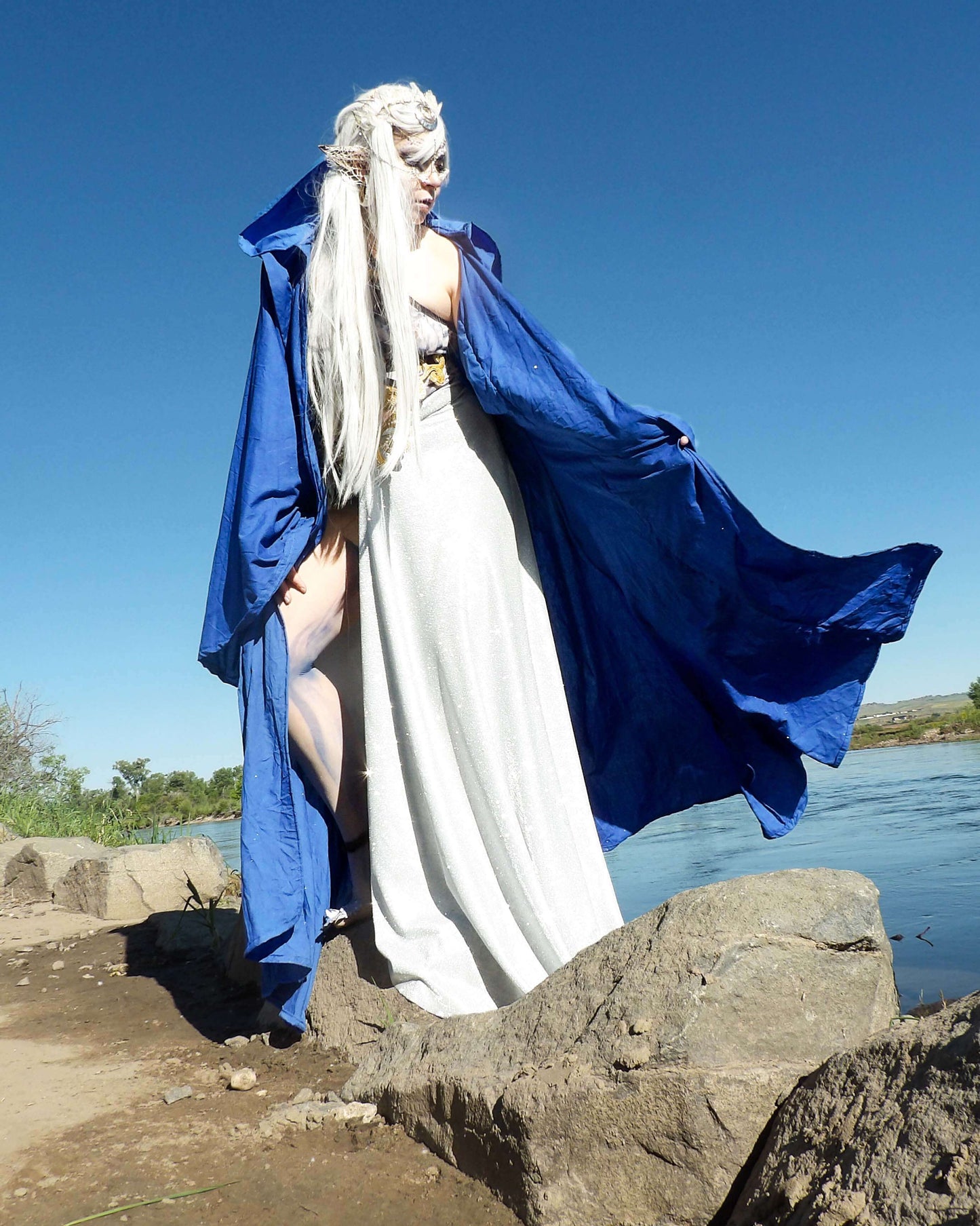 water creature costume in blue full robe
