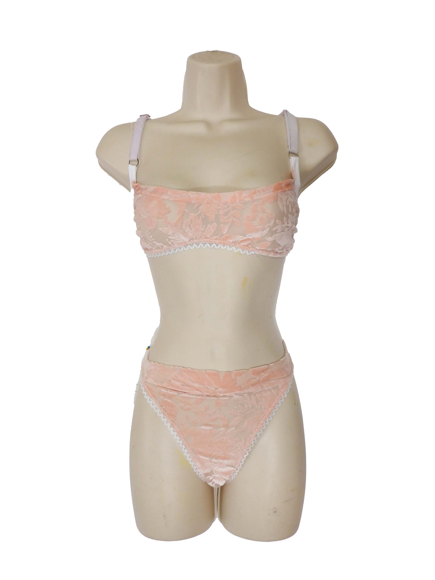 Velvet mostly Sheer Floral Essentials Thong in Champagne Pink