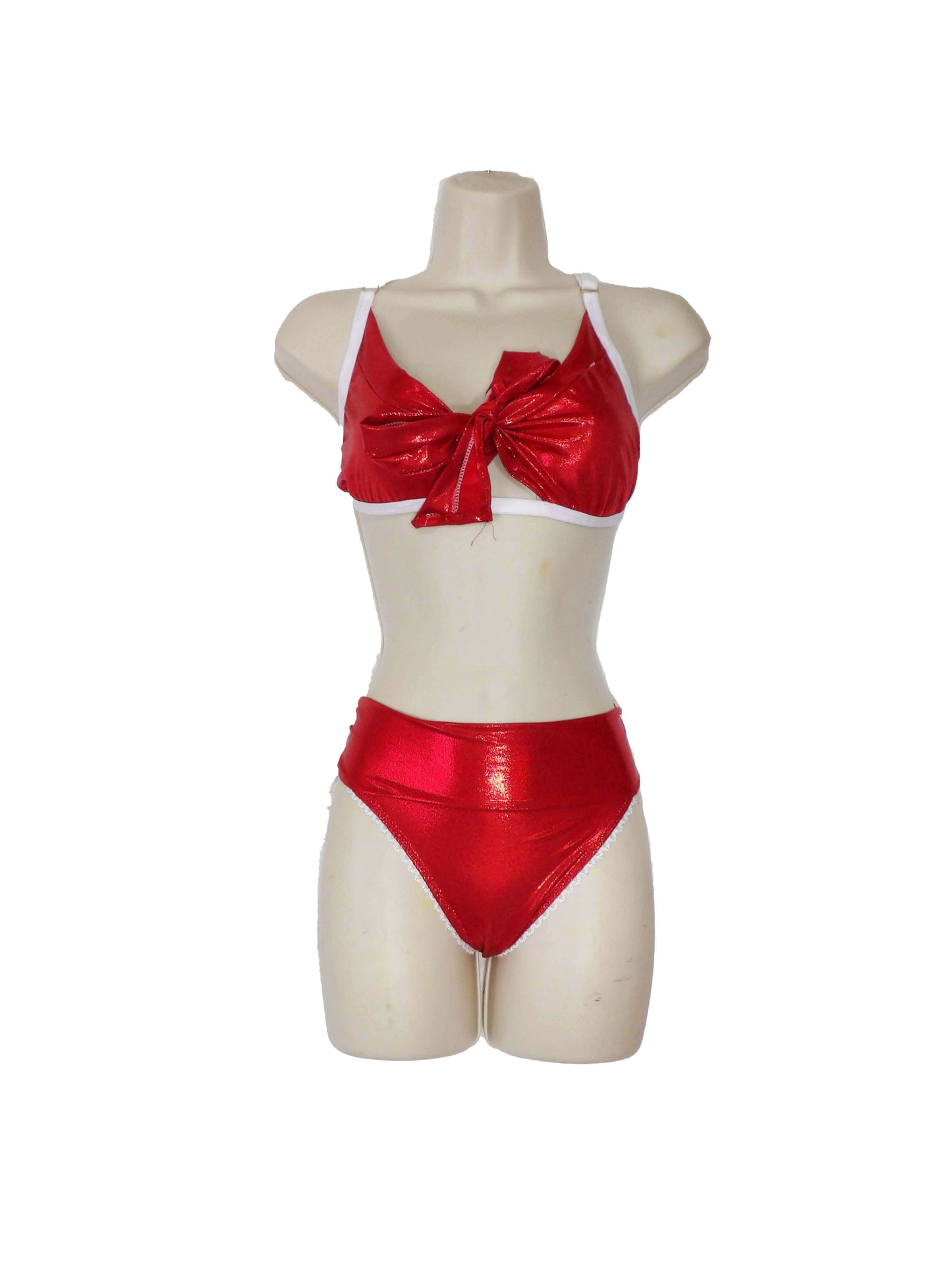 shiny red lingerie on mannequin
