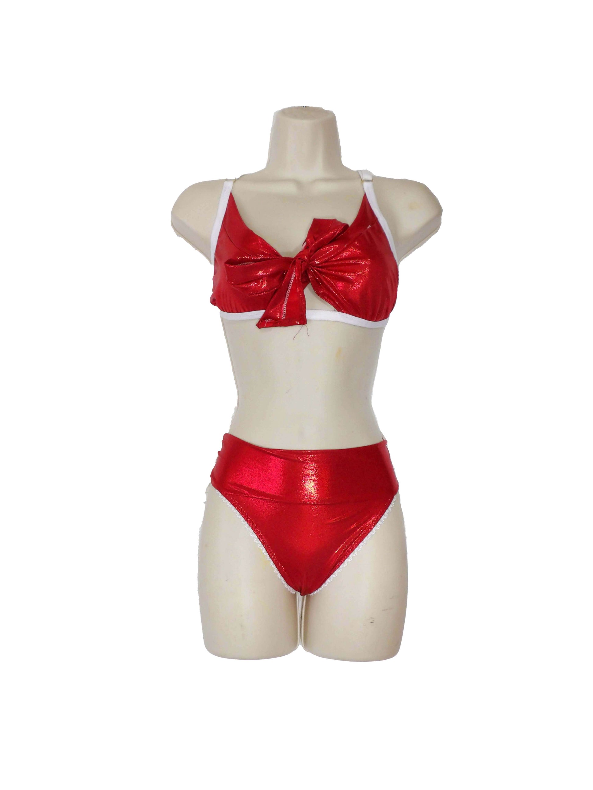 shiny red lingerie on mannequin