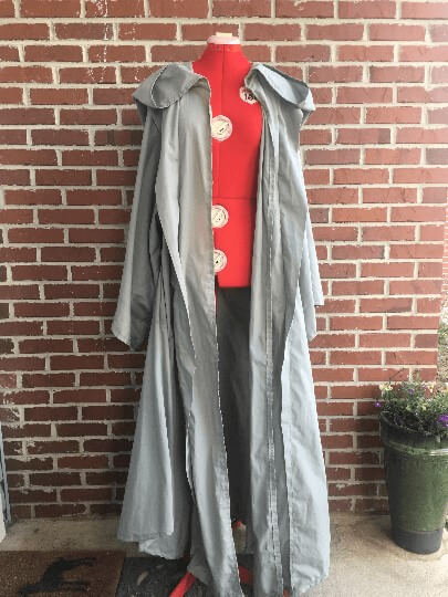 Gray jedi robe gray occult robe with giant hood and oversized arms movie quality gray jedi cosplay robe witch cloak with hood