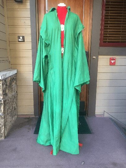 Green TheaterRobe, Full Cloak with oversized hood and Giant sleeves for costume or ceremony