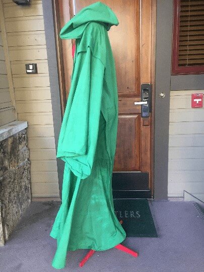 Green TheaterRobe, Full Cloak with oversized hood and Giant sleeves for costume or ceremony