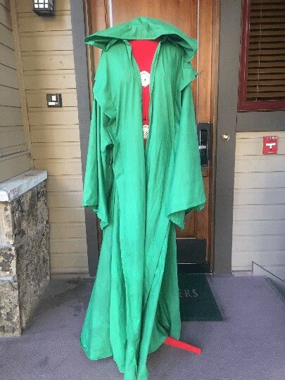 Green TheaterRobe, Full Cloak with oversized hood and Giant sleeves for costume or ceremony
