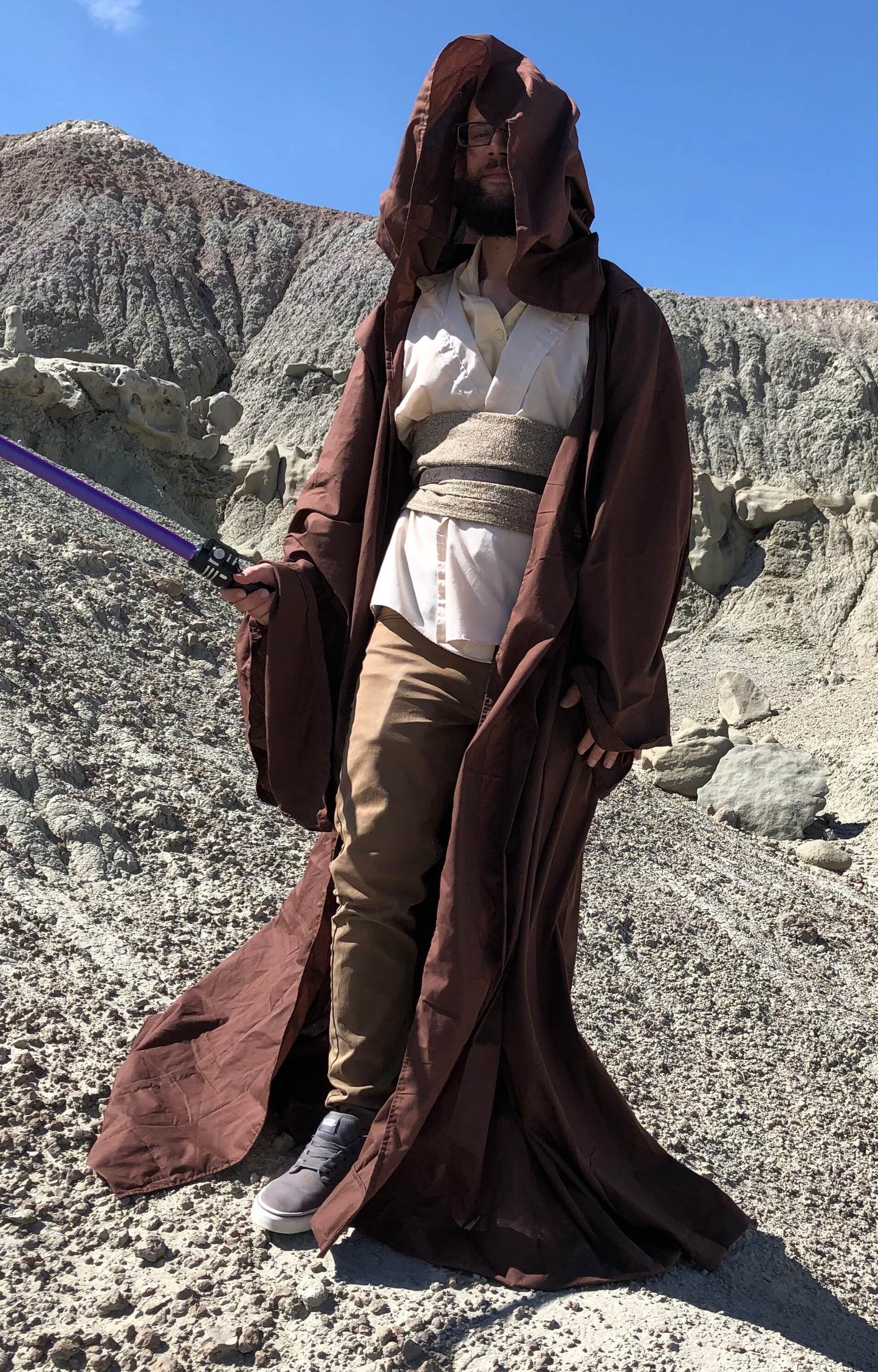 Brown Full Cloak with Hood Jedi robe - master jedi robe - padawan robe - brown robe with giant hood and oversized sleeves