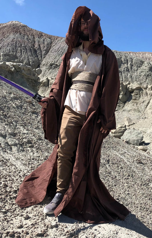 Brown Full Cloak with Hood Jedi robe - master jedi robe - padawan robe - brown robe with giant hood and oversized sleeves