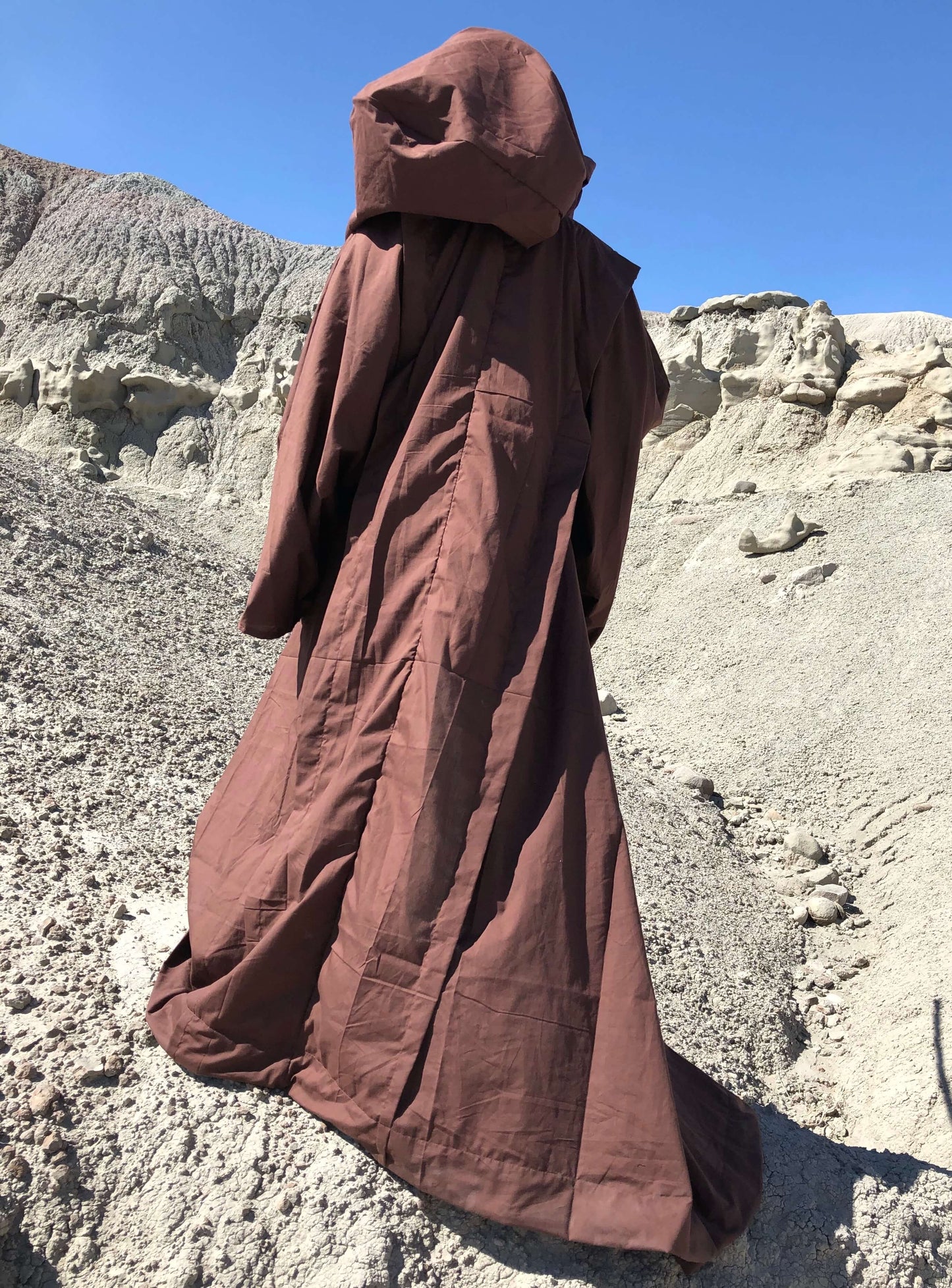 Brown Full Cloak with Hood Jedi robe - master jedi robe - padawan robe - brown robe with giant hood and oversized sleeves