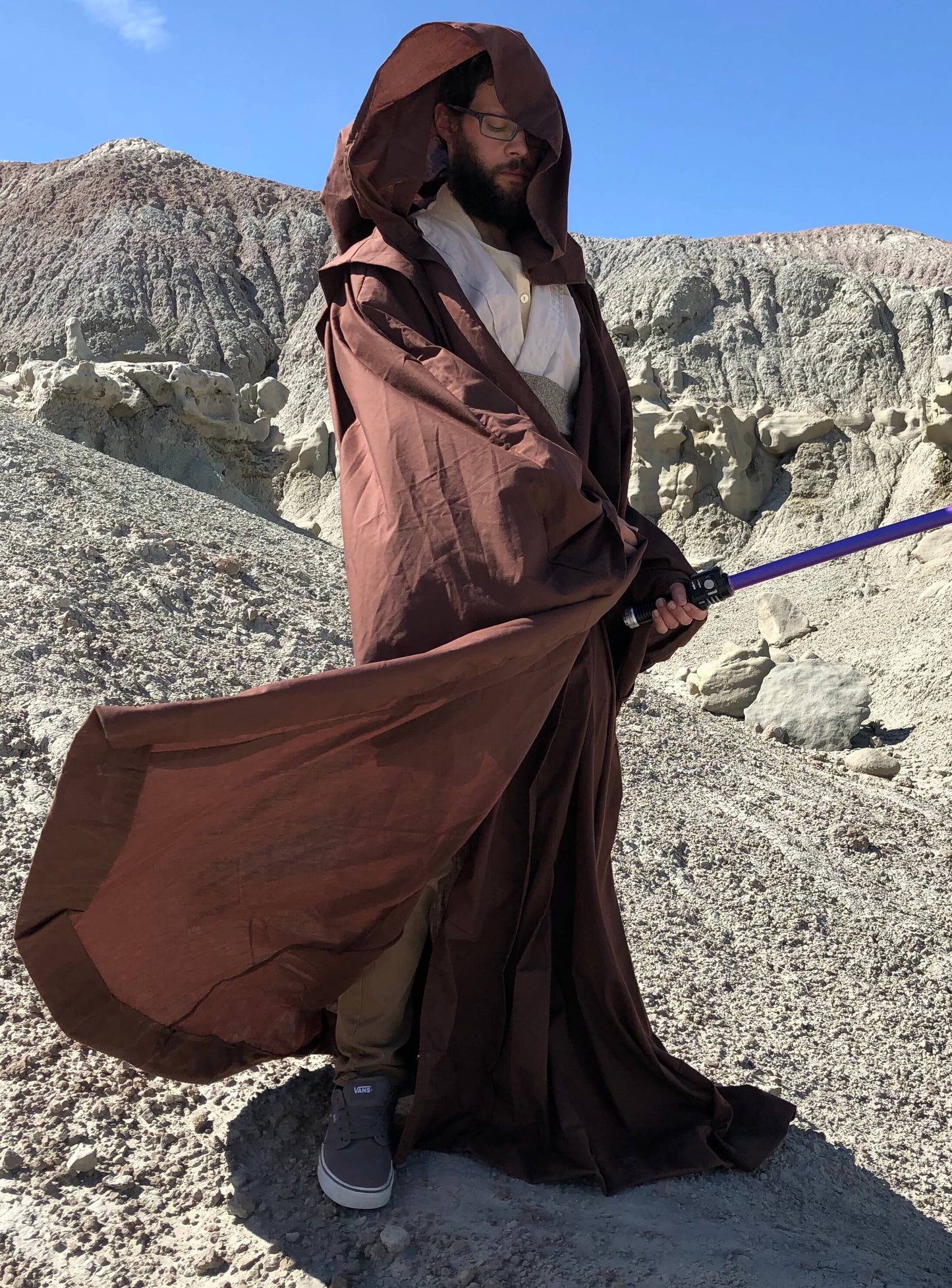 Brown Full Cloak with Hood Jedi robe - master jedi robe - padawan robe - brown robe with giant hood and oversized sleeves