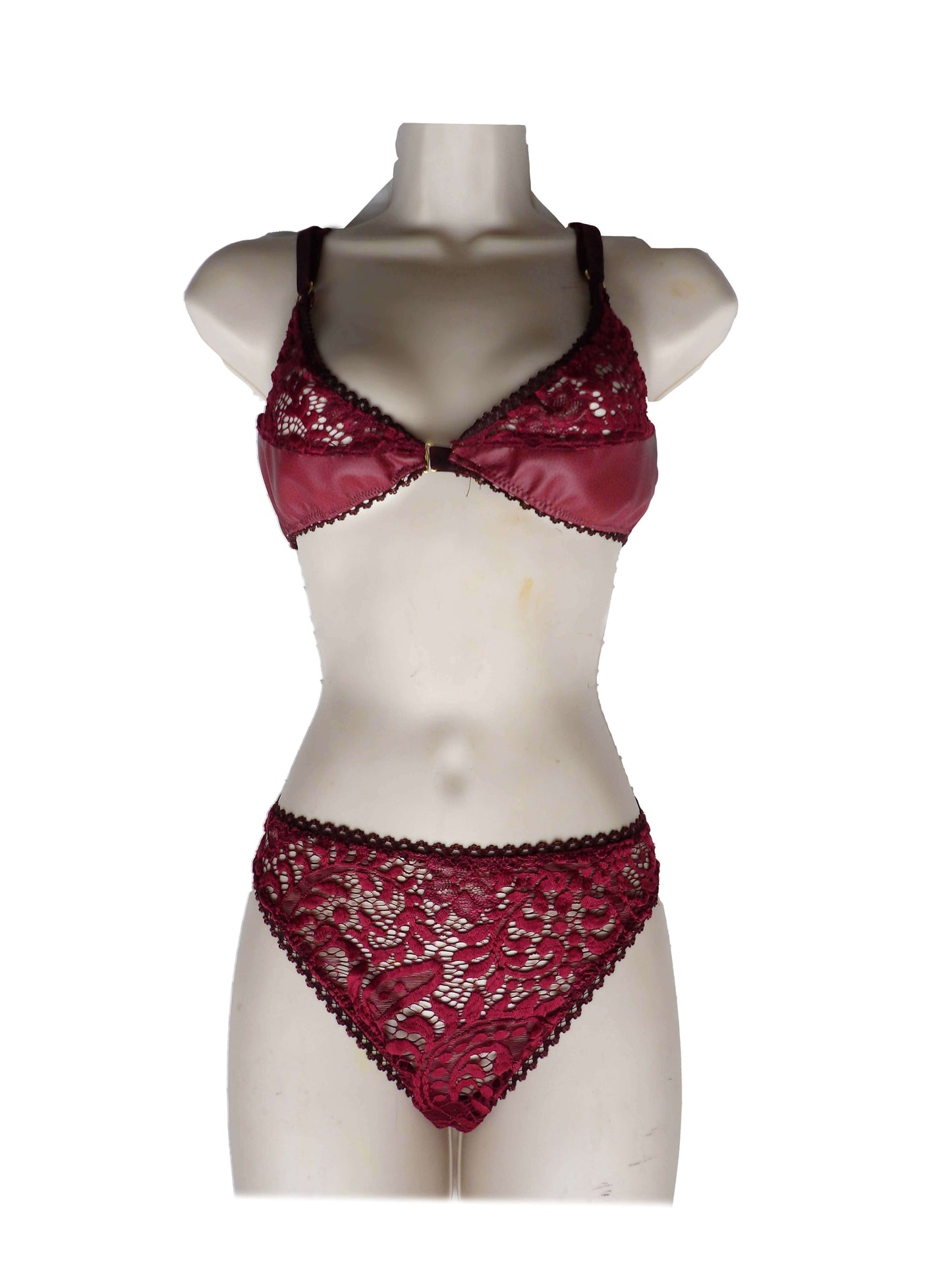 Burgundy Lace High Leg Bikini Panty