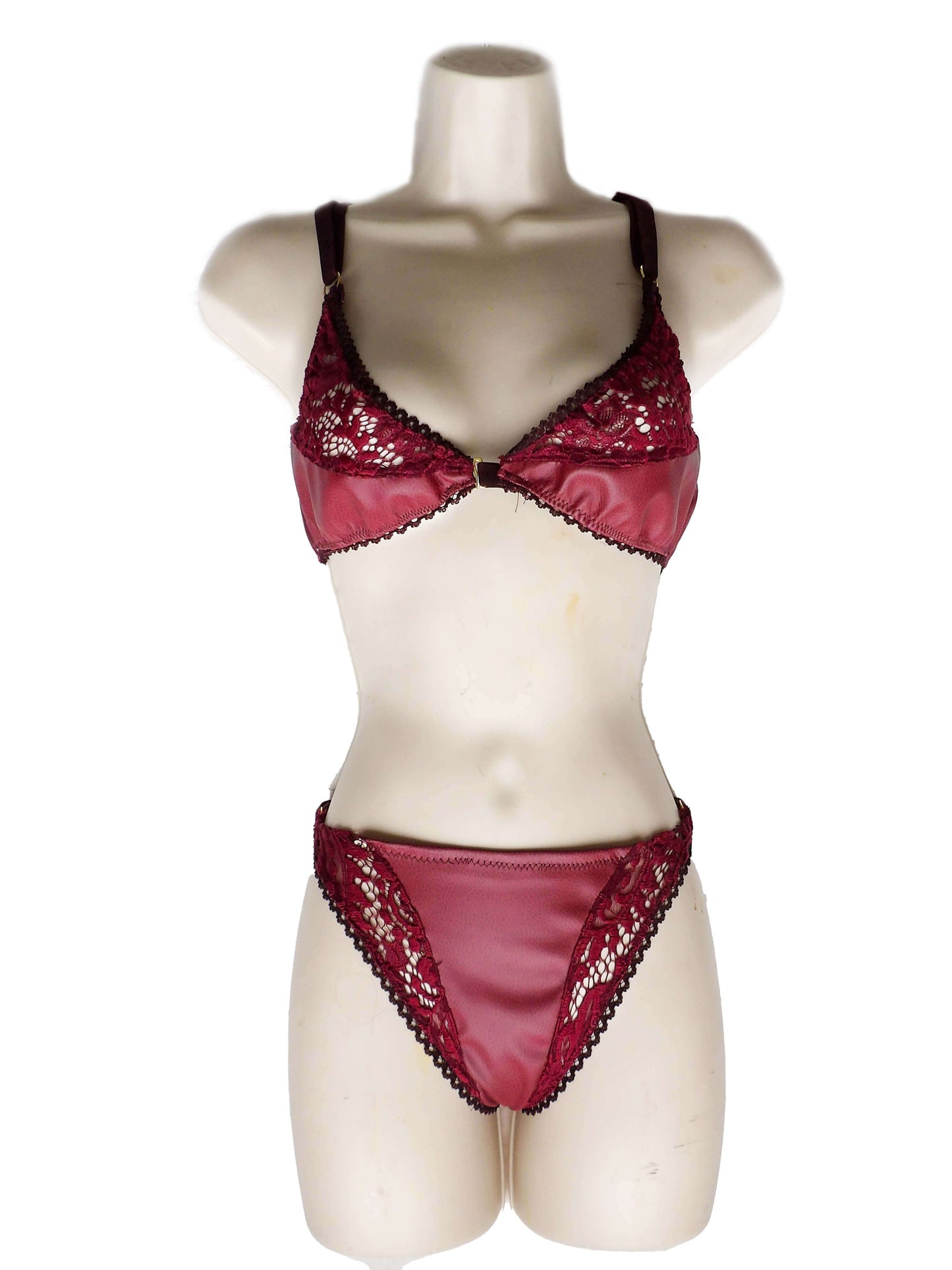 burgundy lingerie on mannequin