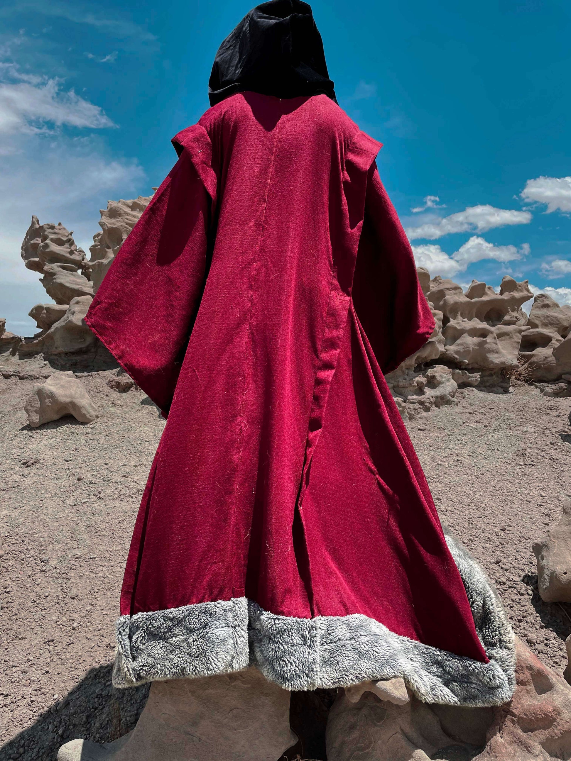back of kings robe on model