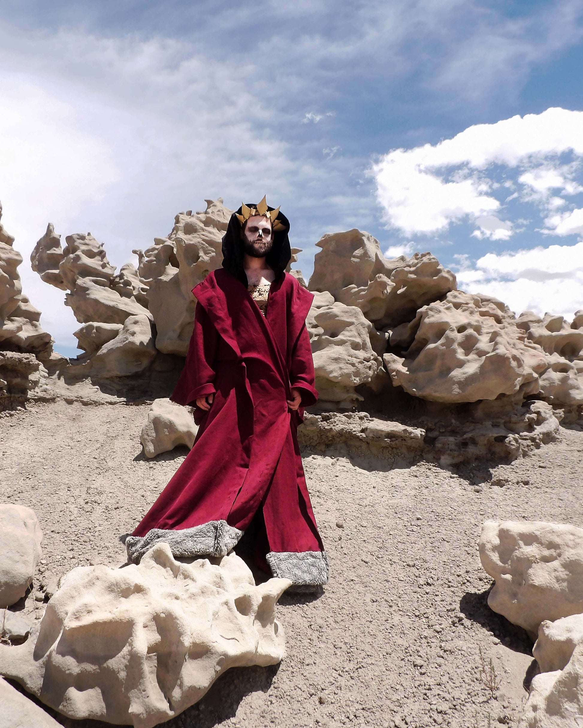 skull king in kings robes in the desert