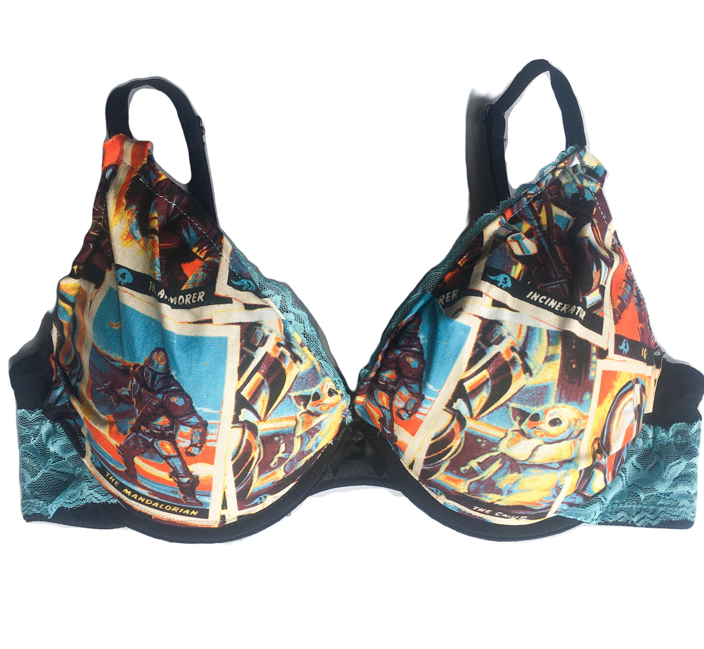 Mandalorian Lightly Lined aquamarine lace Demicup Bra Tshirt Bra