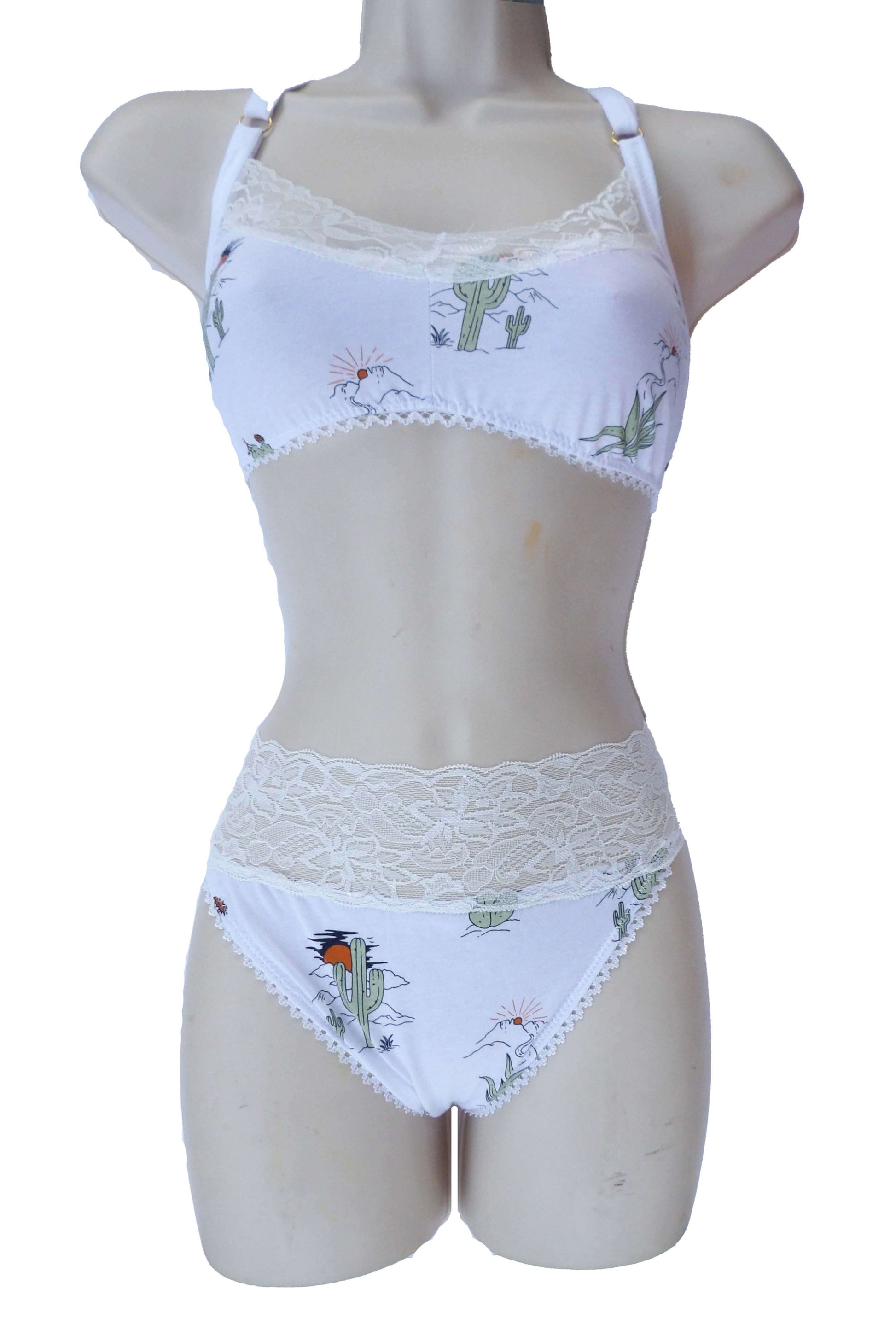 cactus print lingerie on mannequin