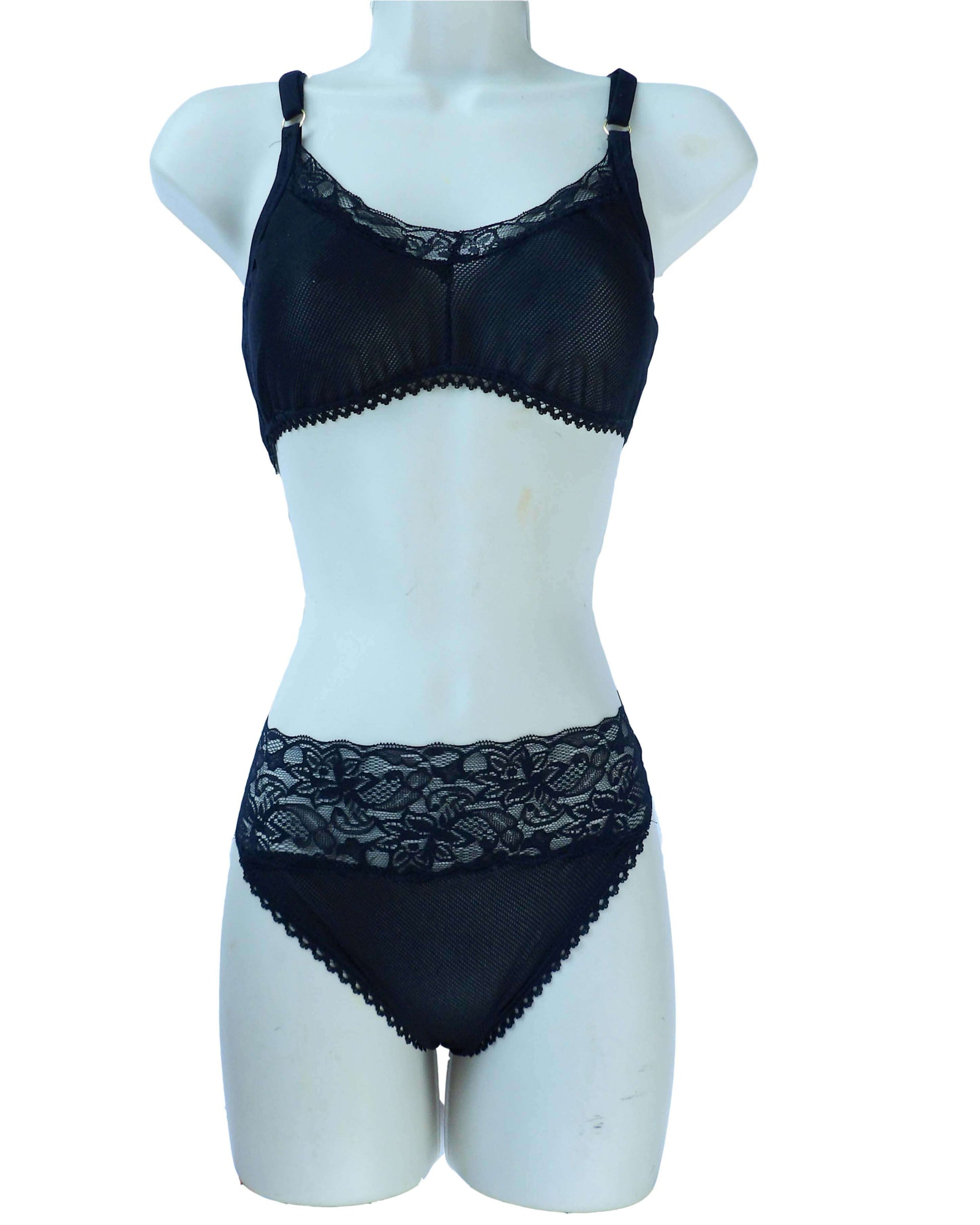 sheer black lace lingerie on mannequin