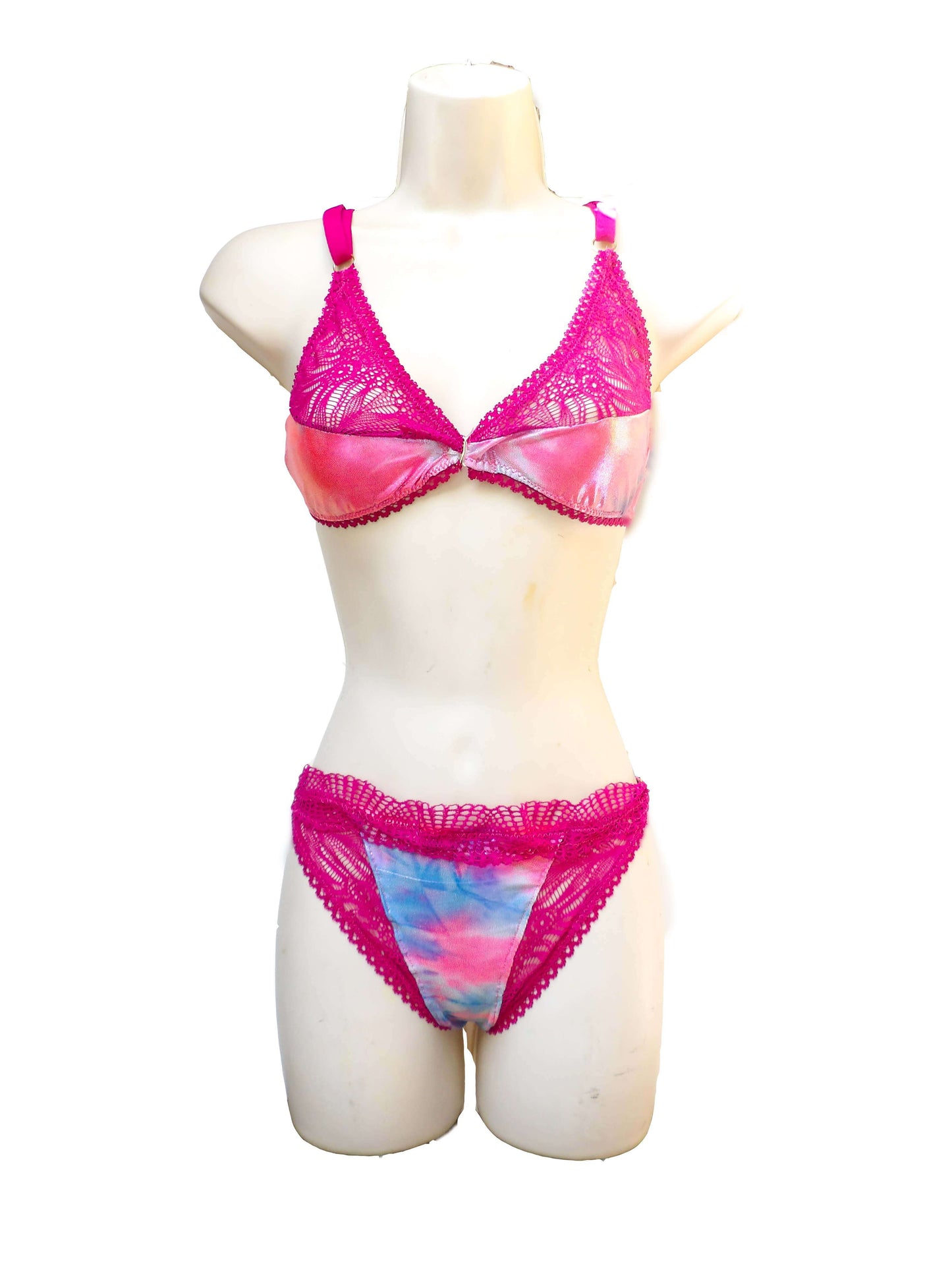 Iridescent Dreams and Magenta Lace 1/2 Cup Bralette, Unlined