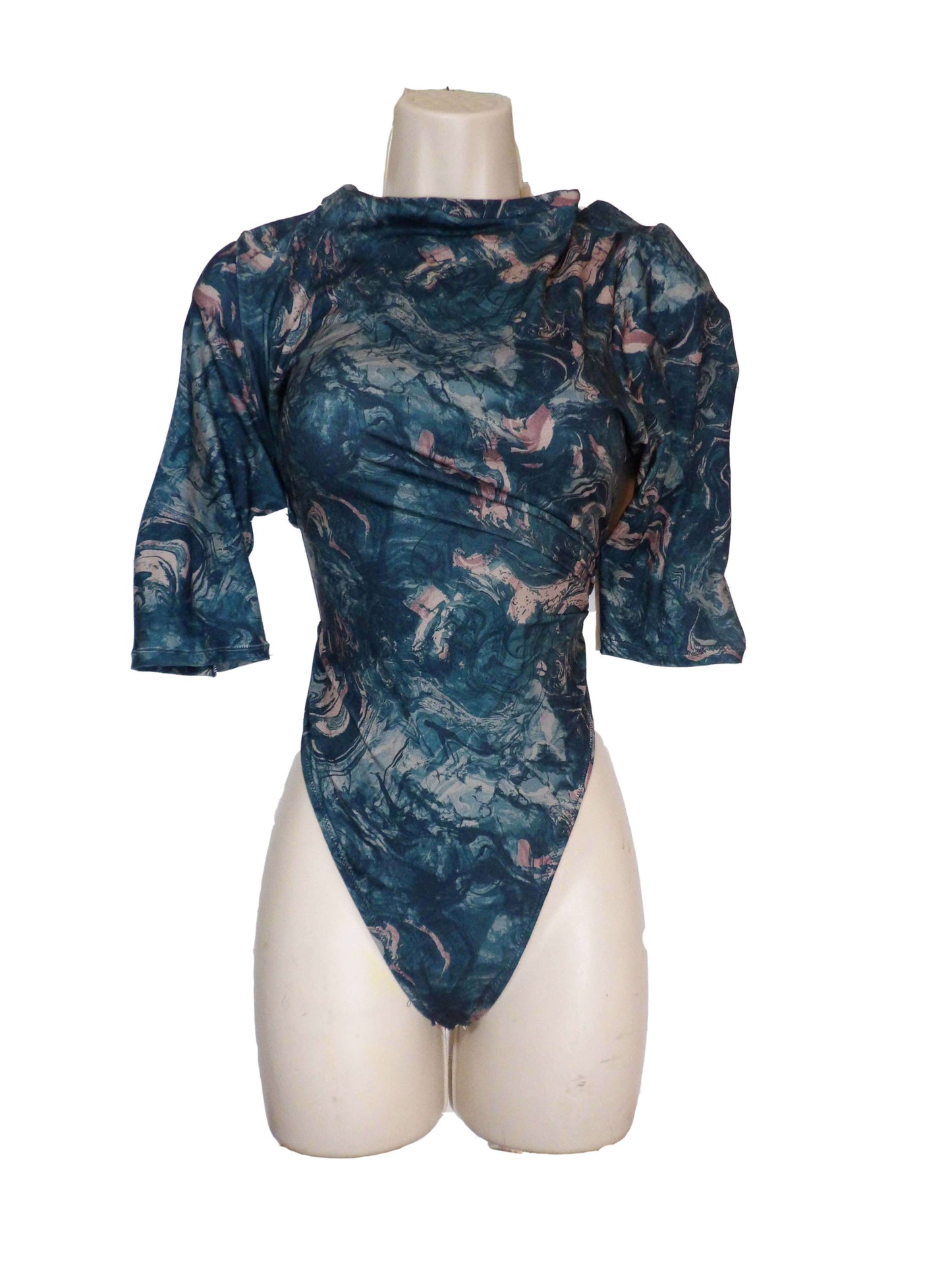 unique marbled bodysuit on mannequin