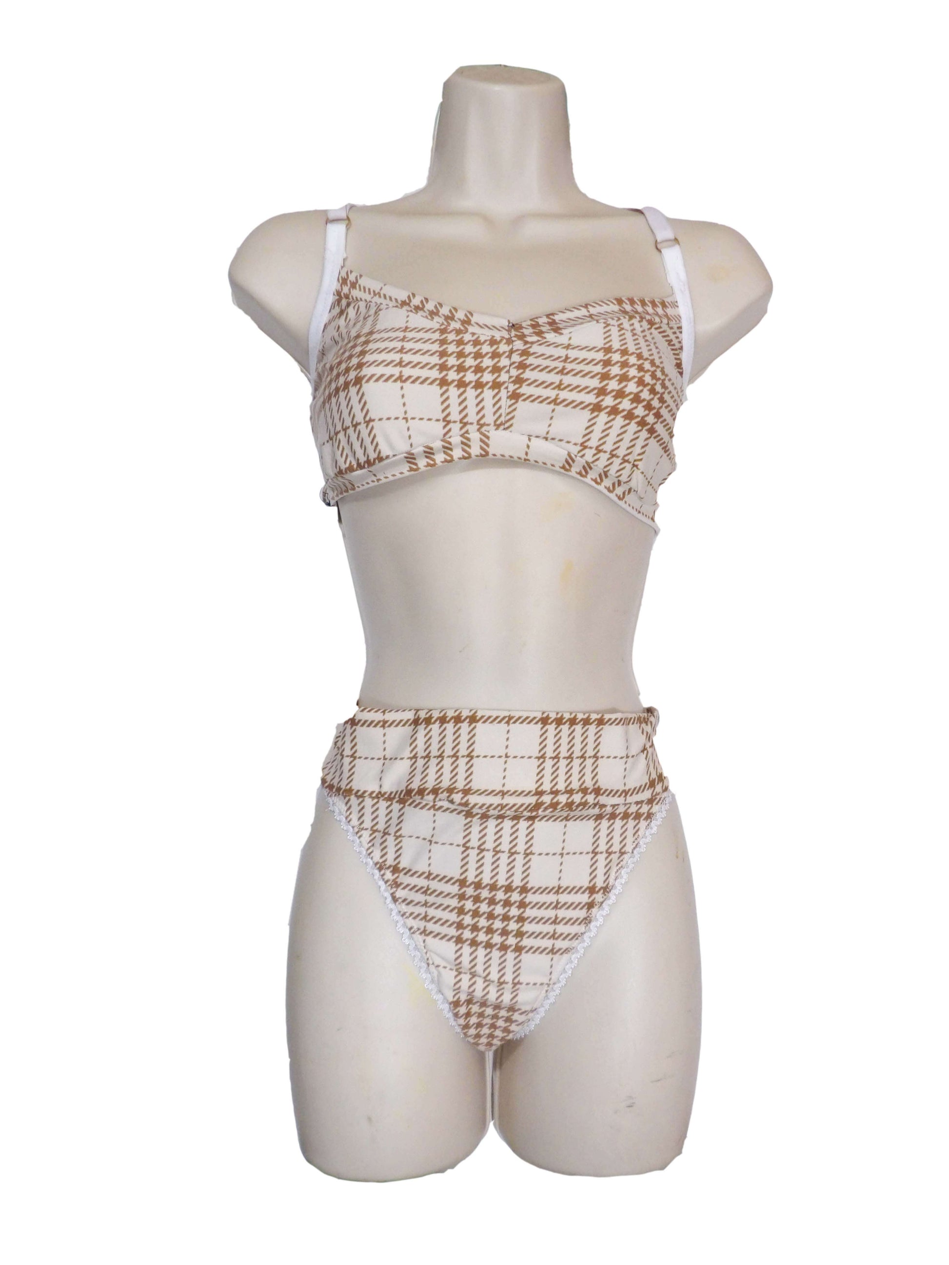 tartan lingerie on mannequin