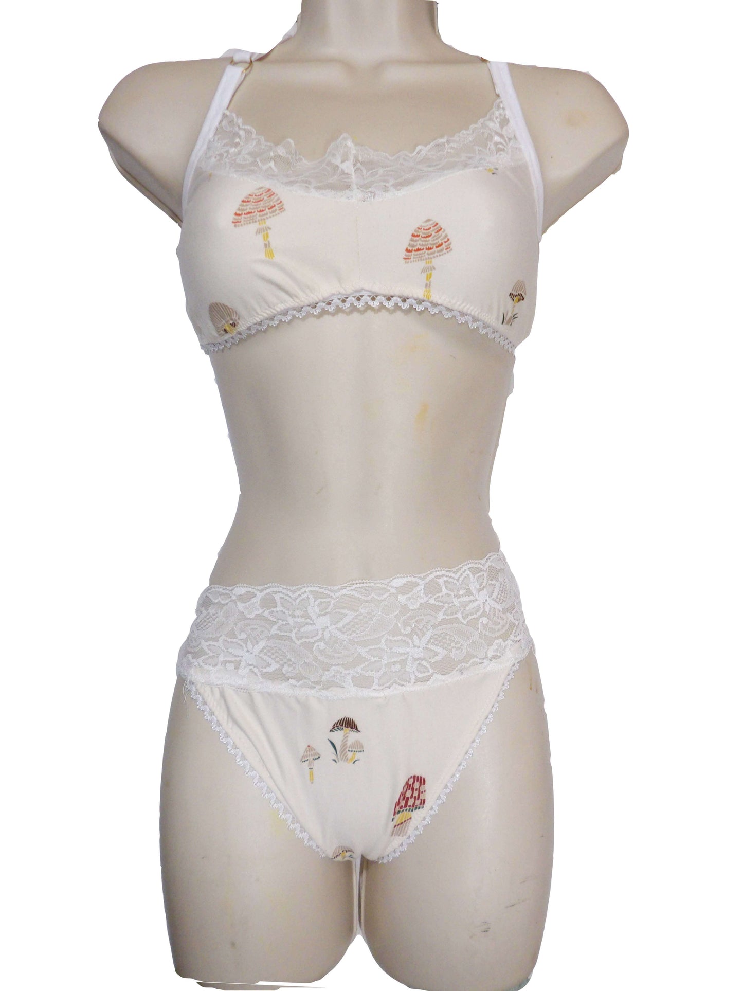 unique mushroom pattern lingerie on mannequin