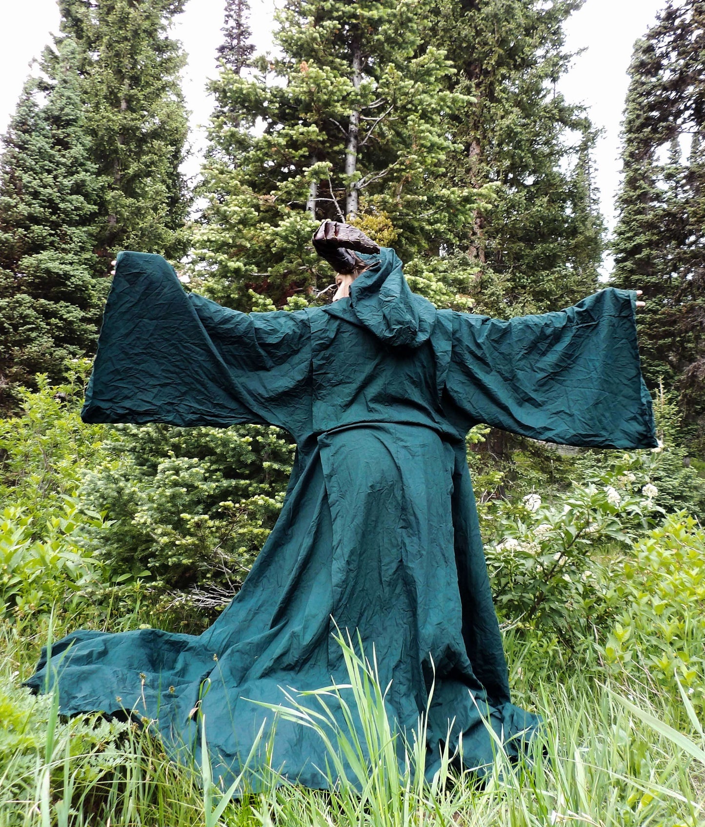 back of full robe in green