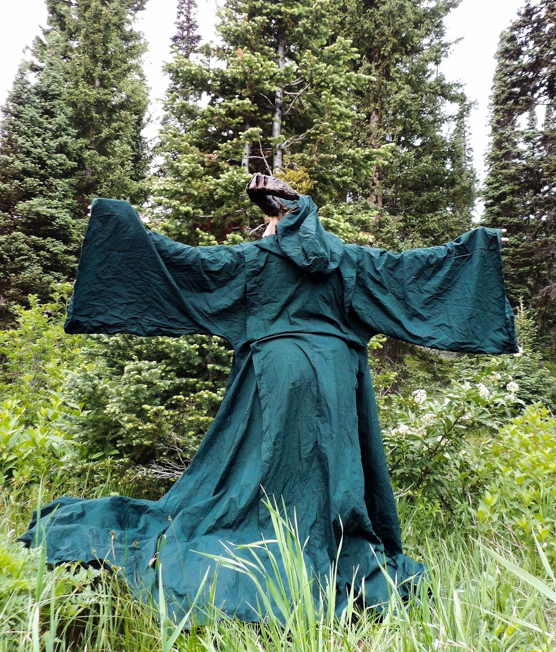 back of full robe in green