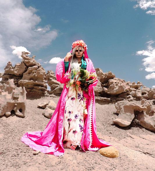 floral pink skull costume