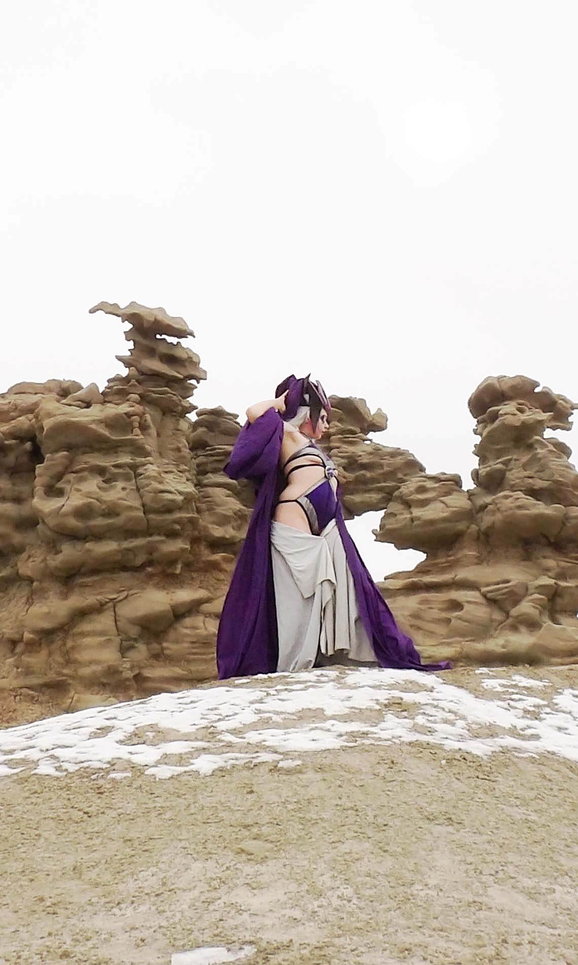 Shiny Silver And Purple Galactic Body suit