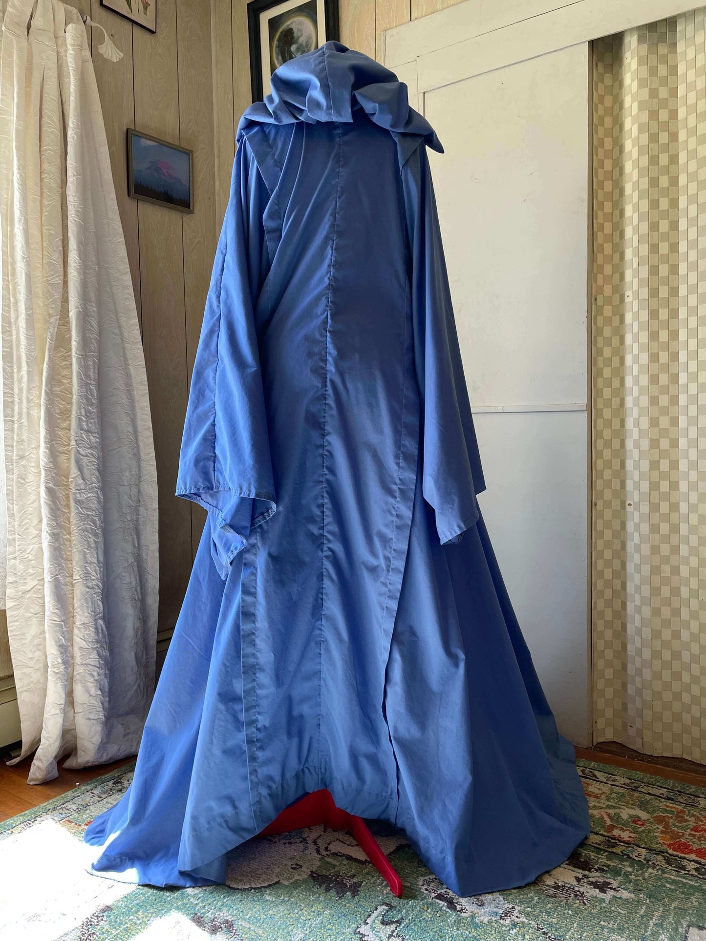 Sky Blue Occult Robe with oversized hood and large bell sleeves