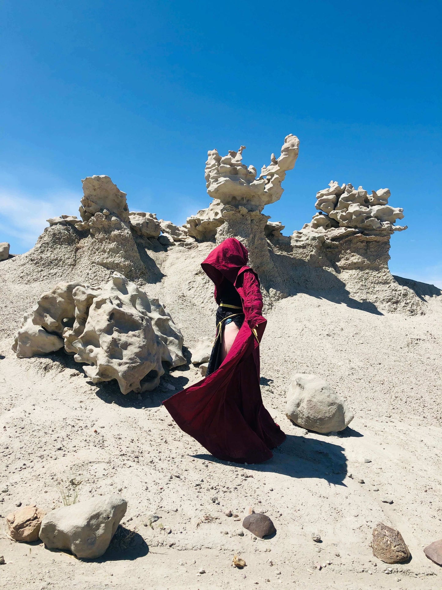 Rose Red Occult Robe with Front Closures and Giant Hood and Oversized sleeves, red witch robe, warkock robe, blood red cloak, wine red robe