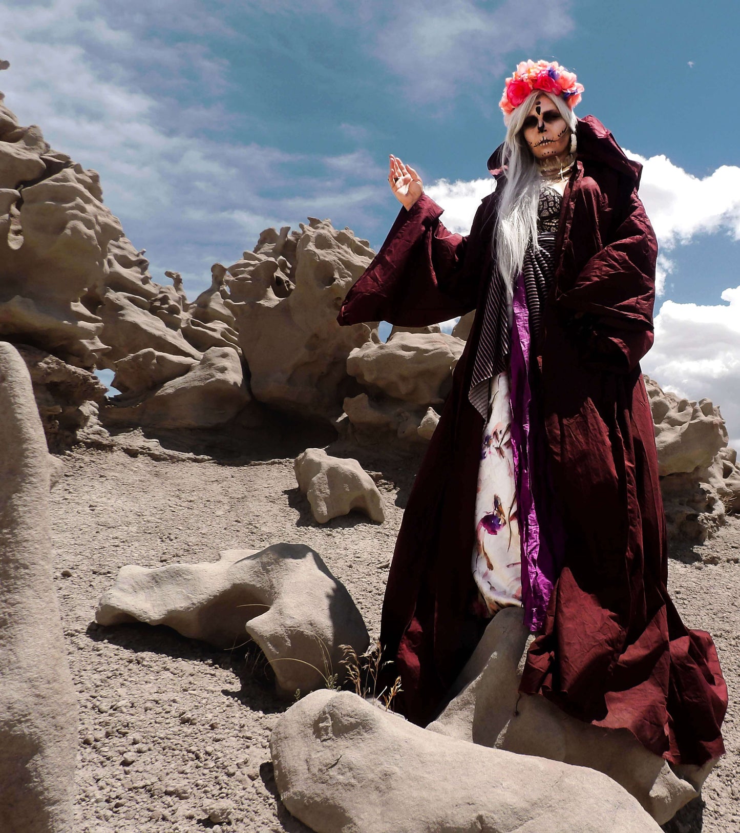 Rose Red Occult Robe with Front Closures and Giant Hood and Oversized sleeves, red witch robe, warkock robe, blood red cloak, wine red robe