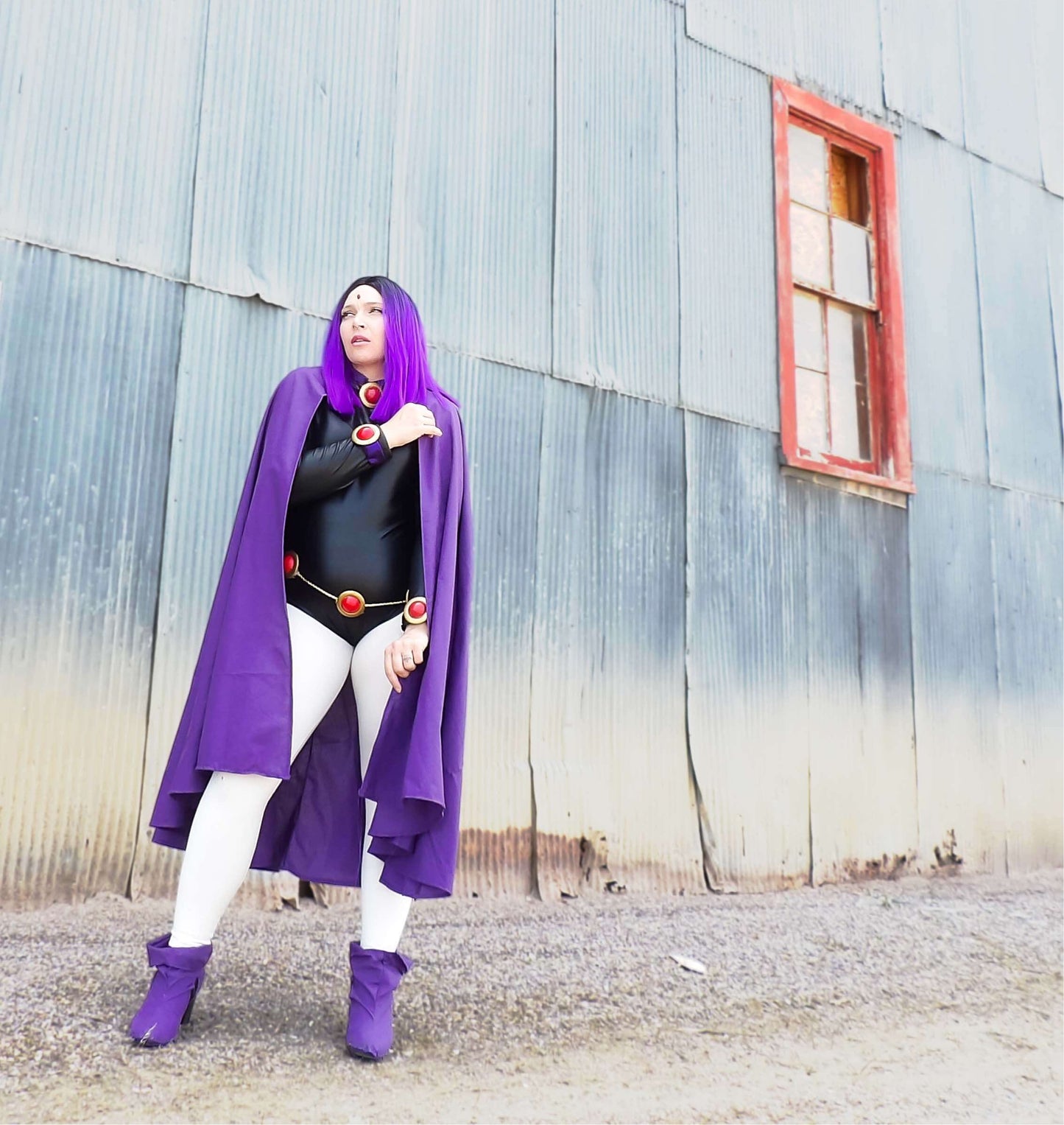 Teen Titans Raven Inspired Sleek Black Bodysuit with Zipper at Back