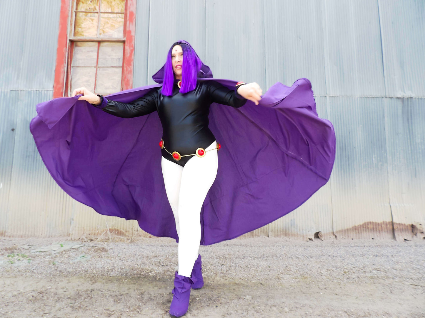 Raven Inspired Royal Purple Cape with Peak Hood Teen Titans