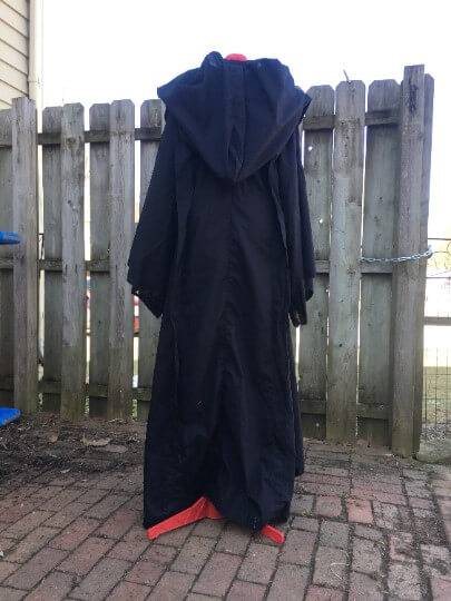 Black Occult Robe with oversized hood and bell sleeves in custom size option with hook and eye closures