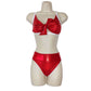 shiny red lingerie on mannequin