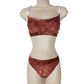 Velvet mostly Sheer Floral Essentials Thong in Wine Red with Gold