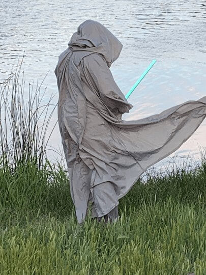 Gray jedi robe gray occult robe with giant hood and oversized arms movie quality gray jedi cosplay robe witch cloak with hood