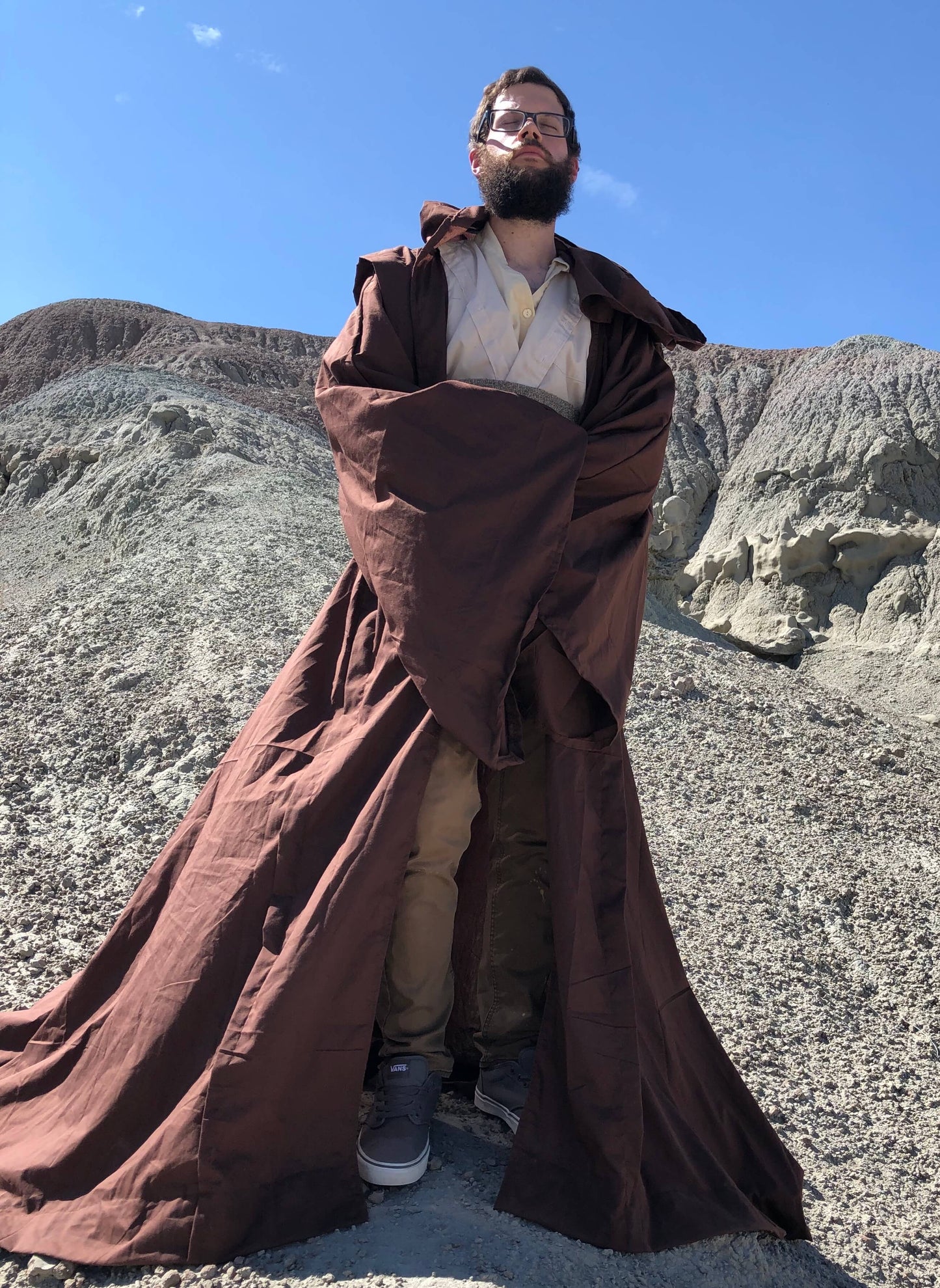 Brown Full Cloak with Hood Jedi robe - master jedi robe - padawan robe - brown robe with giant hood and oversized sleeves