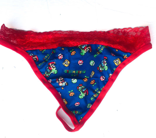 Video games and Mario Red Lace Gstring Thong