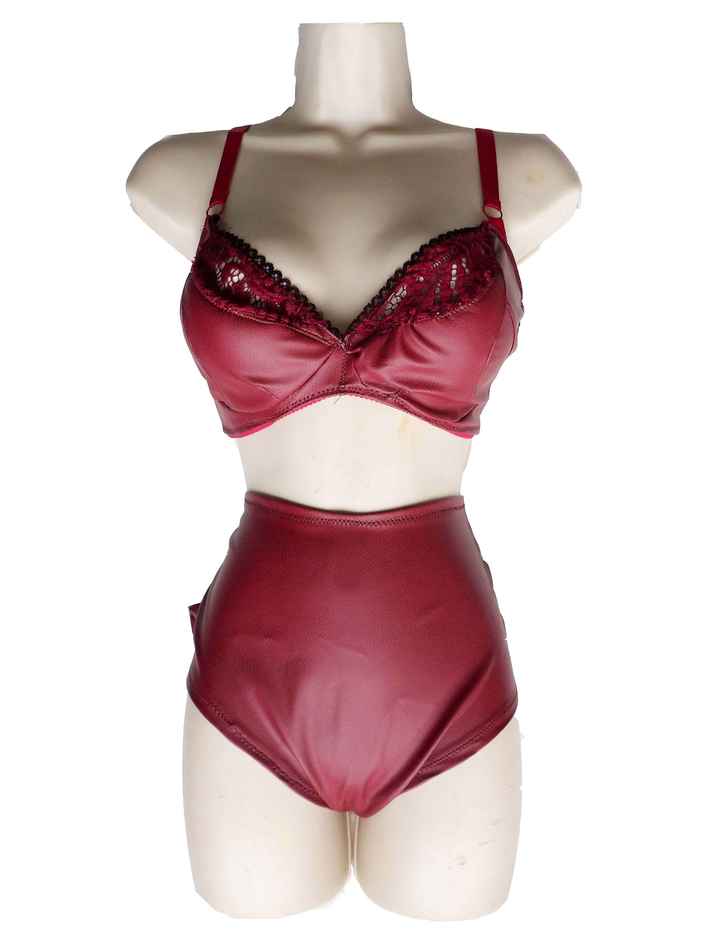 burgundy lingerie on mannequin