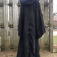 100%l inen black hooded cloak with oversized hood and giant bell sleeves