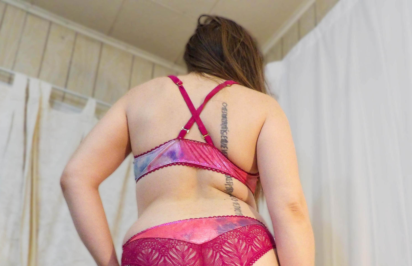 Iridescent Dreams and Magenta Lace 1/2 Cup Bralette, Unlined