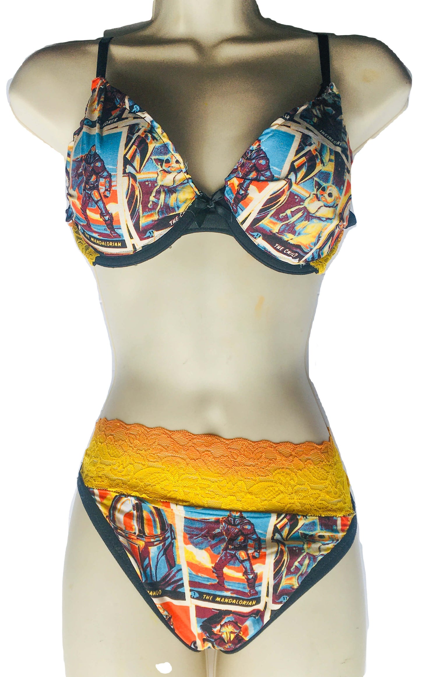 Mandalorian Lightly Lined Ombré Yellow Lace Demicup Bra Tshirt Bra