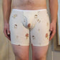 male model in unique mushroom pattern boxer briefs