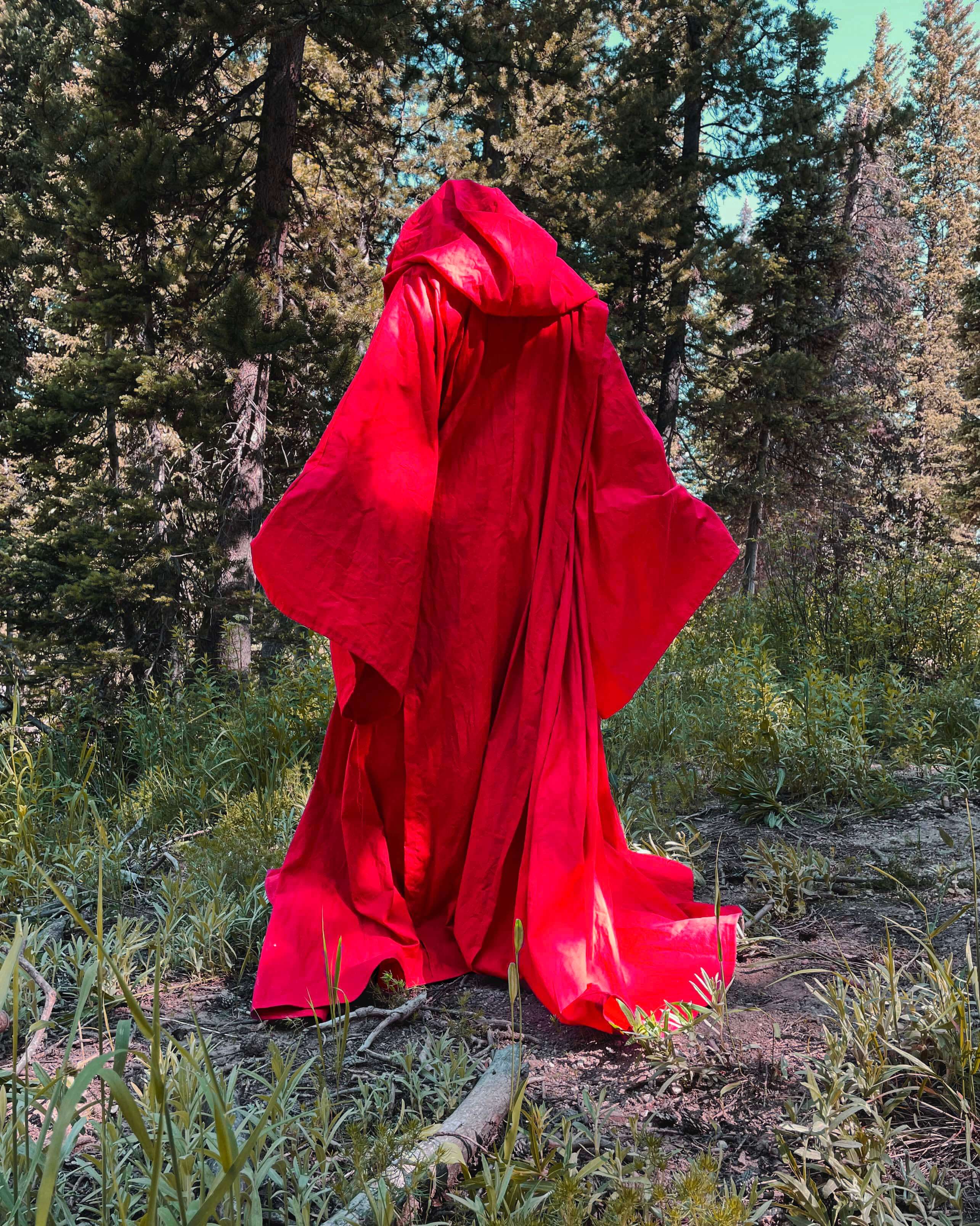 Red Occult Robe with Oversized Sleeves and Giant Hood, red witch robe ...