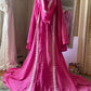 Pink Petal Lace Trimmed Full Cloak with Bell Sleeves and Oversized Hood