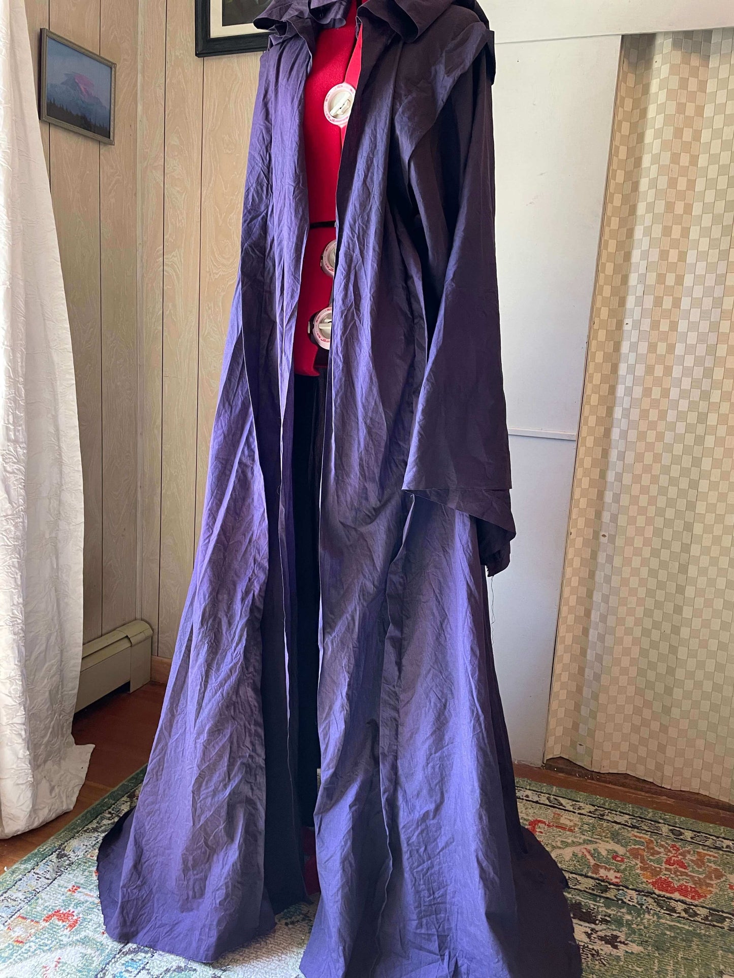 Midnight Purple Occult Robe with Oversized Hood and Large bell sleeves